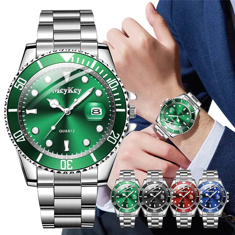 Fashion Men Business Watches Stainless Steel Band Men Calendar Quartz Watch Casual Clock Sports Wristwatch Reloj Hombre