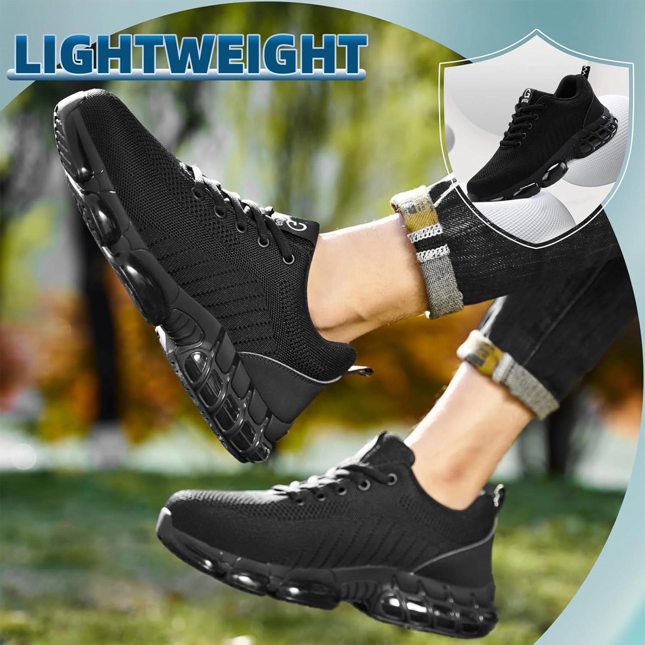 Comfortable Lightweight Black Safety Construction Working Shoes Anti-Smash Anti-Puncture