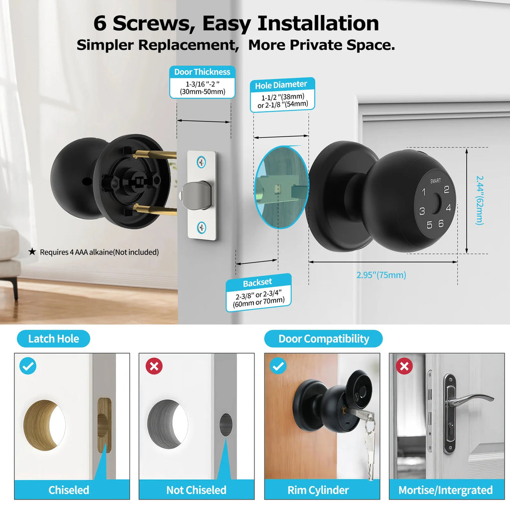 Viladepot Smart Lock Fingerprint Door Lock App Control Passcode Unlock Electronic Touchscreen Keypad Indoor