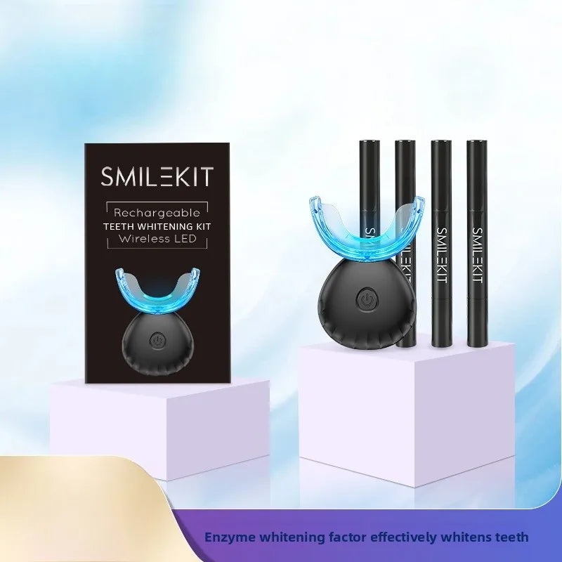 Teeth Whitening Kit with Wireless Charging, LED Light Teeth Whitener & Gel, At-Home White Smile Care System
