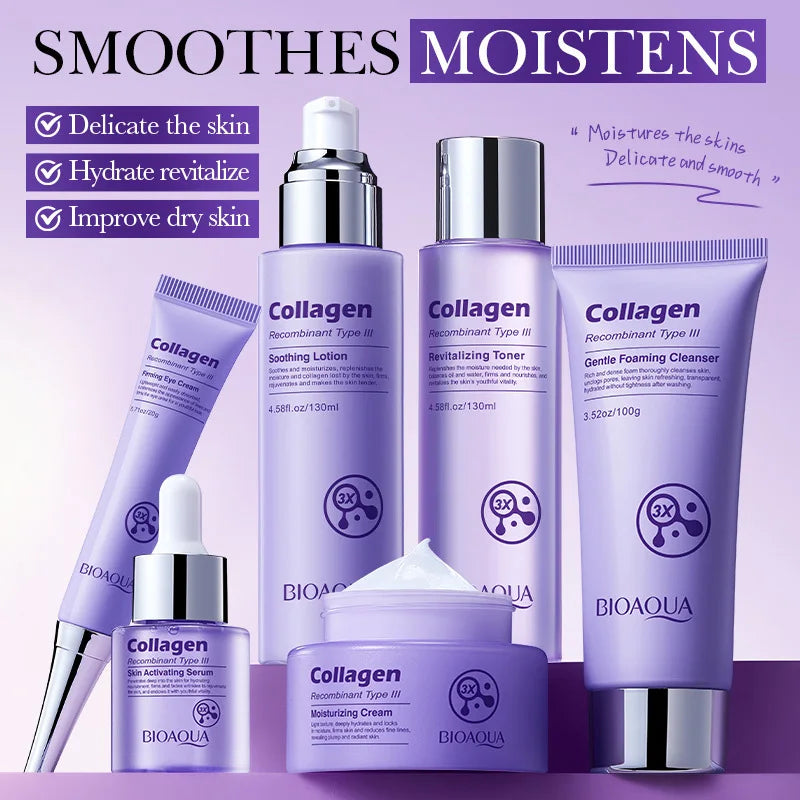 Anti-Wrinkle Skincare Six-Piece Set Collagen Anti-Aging And Firming Skincare Including Eye Cream Face Cream, Toner Lotion Serum