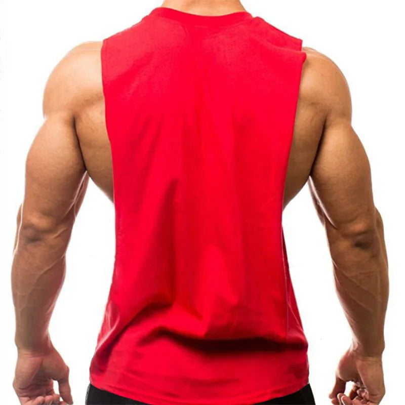 Gym Bodybuilding Running Clothing Summer Cotton Breathable Singlets Mens Training Sleeveless Tank Tops Large Side Slits Shirts