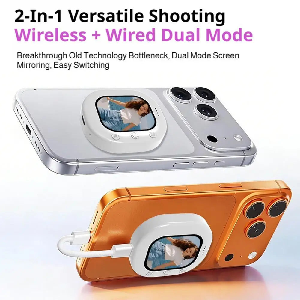 Mini Wireless Magnetic Phone Screen Projector Mobile Phone Rear Camera Selfie Video Camera for Vlog Live Selfie Screen