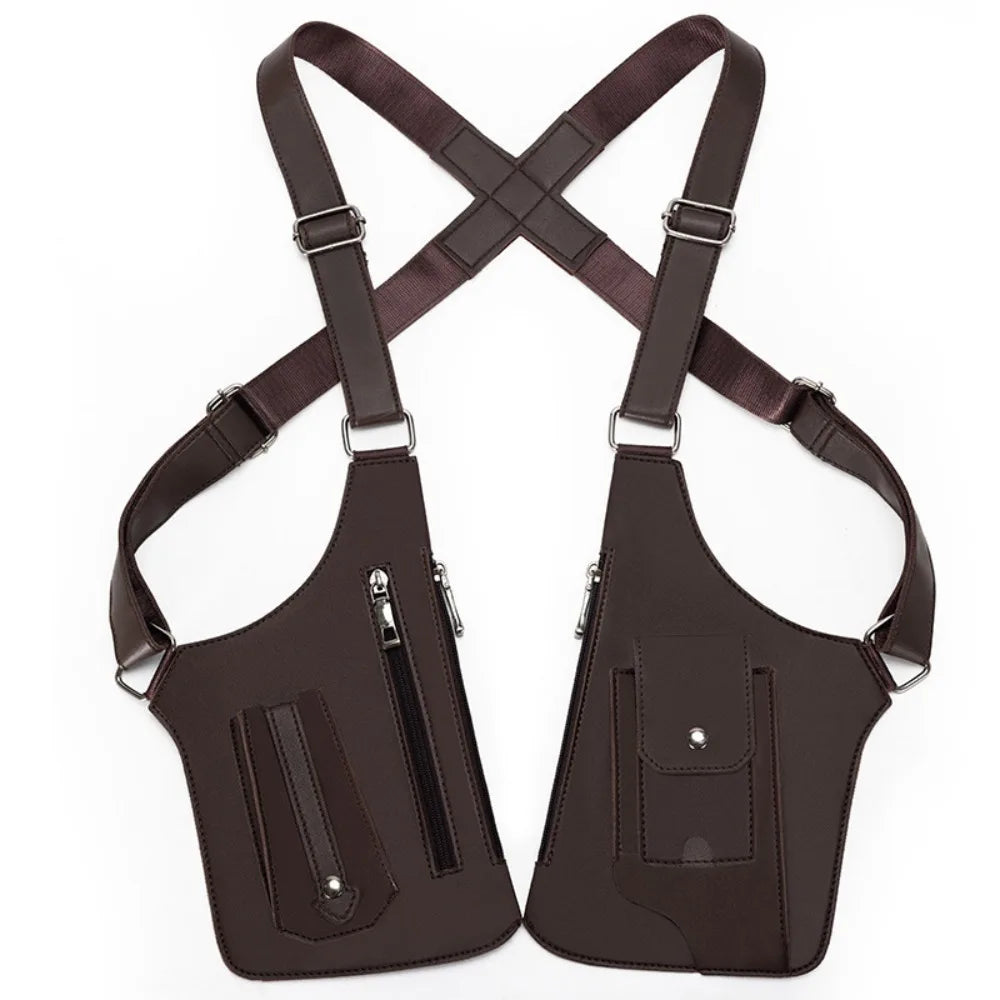 Retro Anti-theft Storage Vest Bag Multi-Pocket Leather Hidden Underarm Shoulder Concealed Multifunction Crossbody Bags Men Woman