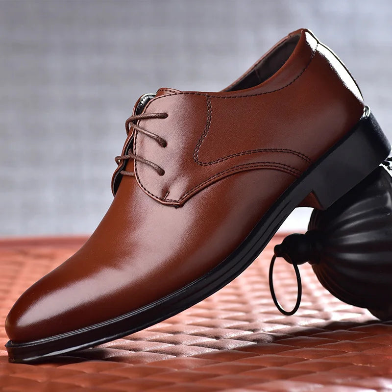 Man Dress Shoes Leather Lace Up Derby Wedding Shoes