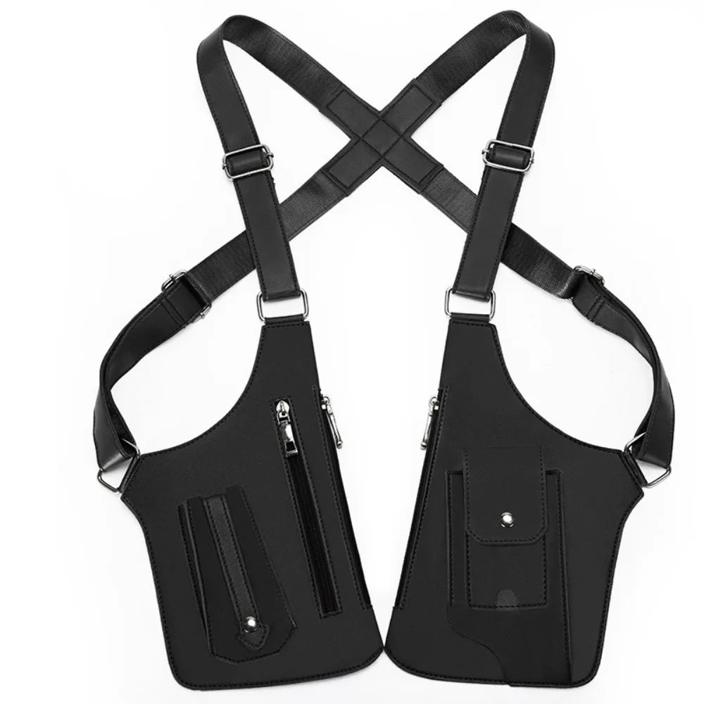 Retro Anti-theft Storage Vest Bag Multi-Pocket Leather Hidden Underarm Shoulder Concealed Multifunction Crossbody Bags Men Woman