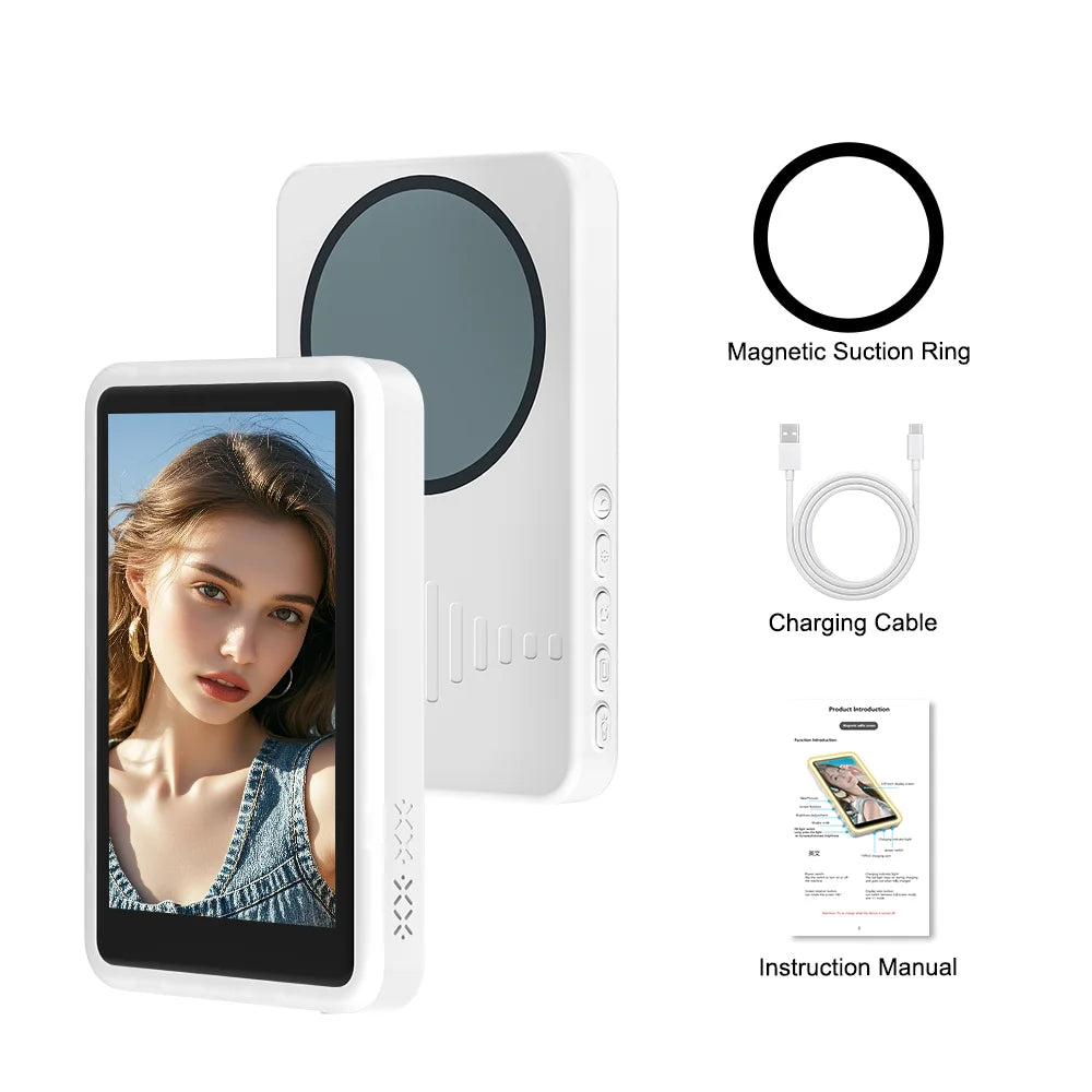 Wireless Magnetic Vlog Selfie Monitor Screen With Fill Light for Phone Rear Camera for Selfie Mirroring Video Recording