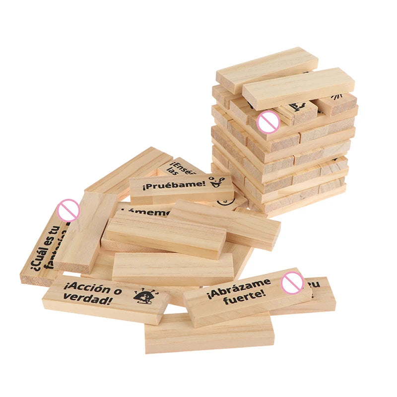 New 48Pcs Dating Building Blocks For Date Nights Valentines And Adult Party Games Tower Game Deluxe Naughty Wooden Couple Toys