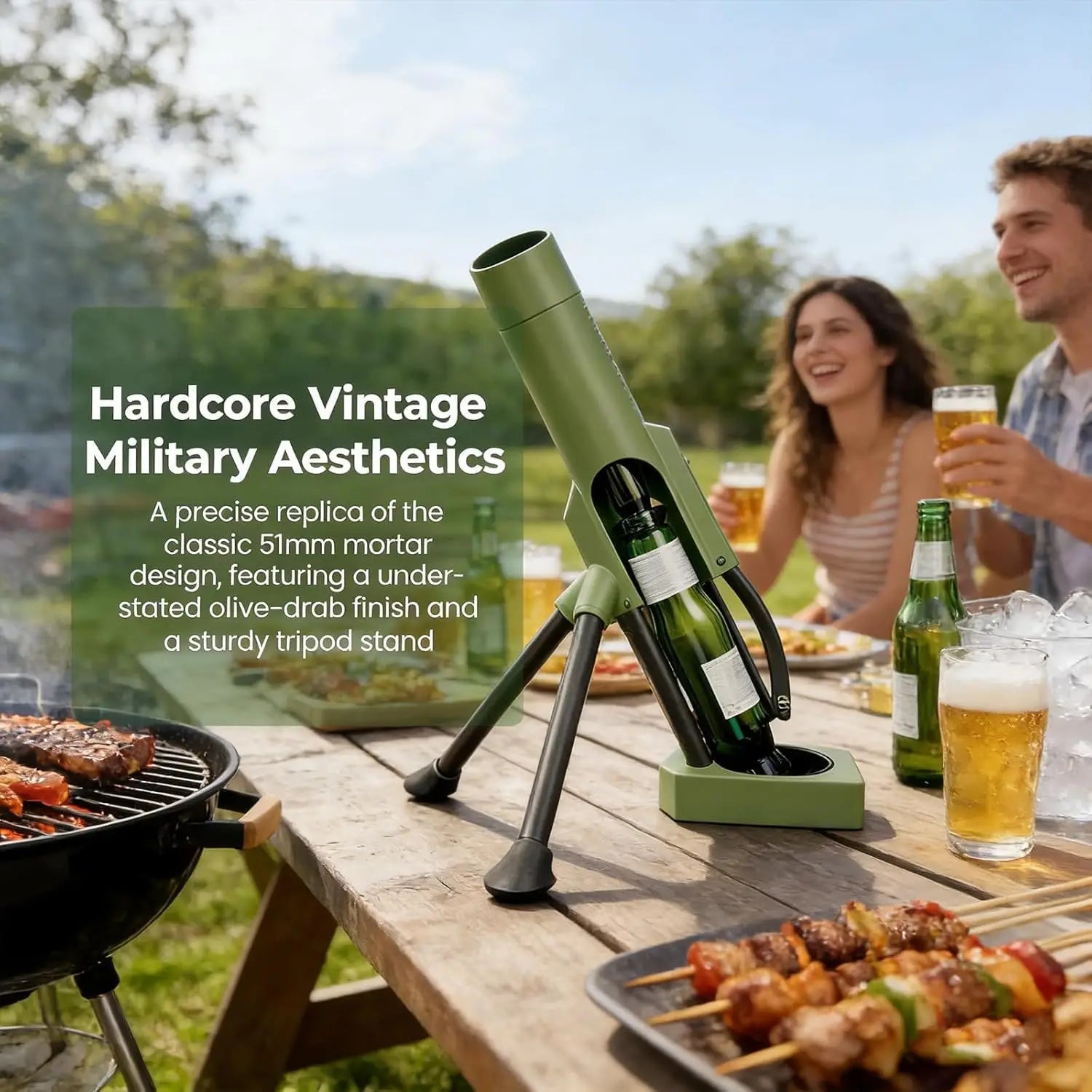 1pcs Military Mortar Beer Bottle Opener Funny Cap Gun Launcher Popper for Home Bar Club Party Drinking Game Cool Gift for Men