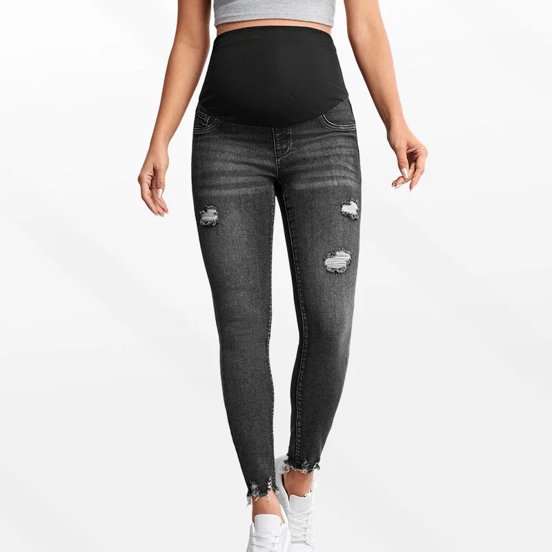 Pregnant Women's Jeans - High-Waisted  Padded  Elasticated Maternity Pants