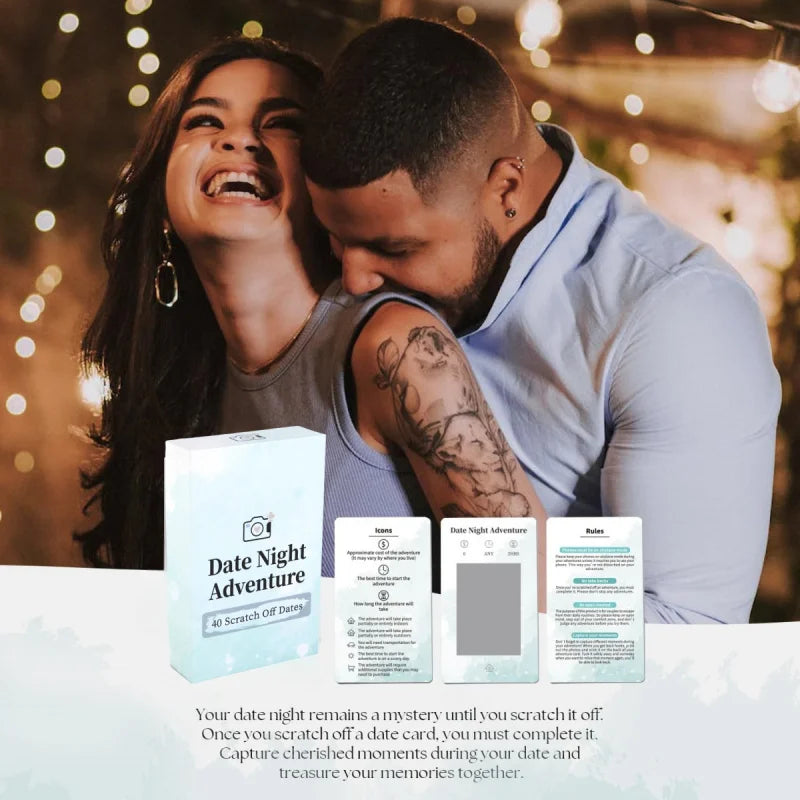 40 Date Ideas Scratch Cards – Romantic Couple Date Night Gift For Him, Engagement, Bridal Shower And Anniversary