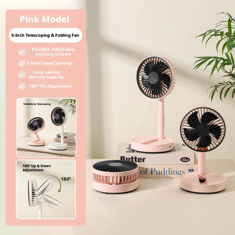 2026 New Desktop Fan USB Charging Model, Long Endurance Foldable Mini Retractable Fan, dormitory portable desktop Electric Fan