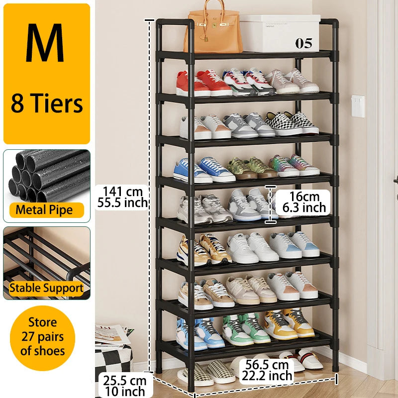 Multiple Layers Metal Shoe Rack, Large Capacity Shoe Organizer for Entryway, Closet, Garage, Shoe Shelf for Living Room