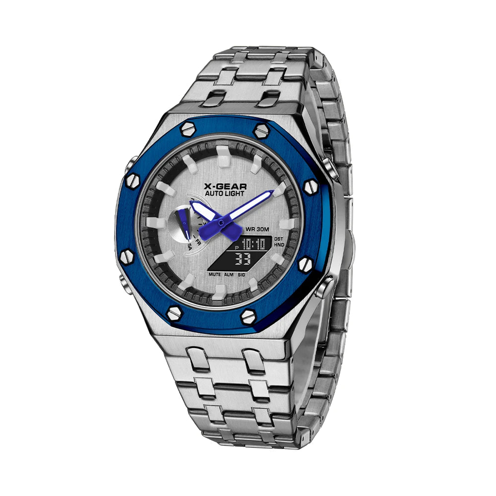 X-GEAR Fashion Casual Business Quartz Watch Waterproof Wristwatch  Mens Sports Watches Business Man Electronic Watch Multi functional