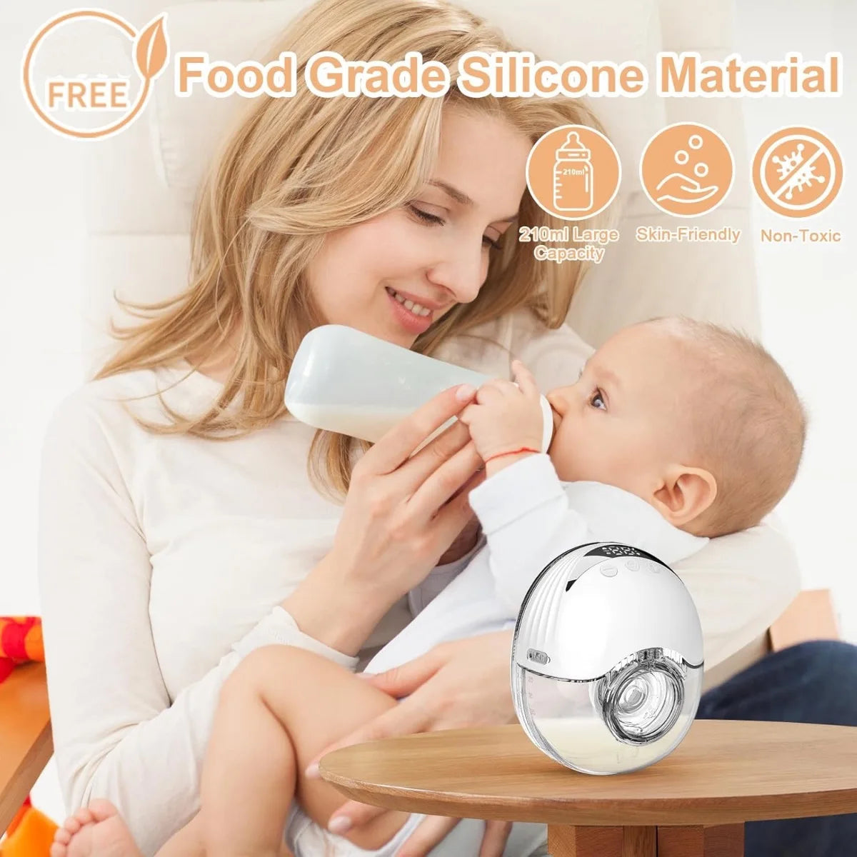 Wearable Breast Pump, Hands-Free Electric Breast Pump with 4 Mode 12 Levels, 220ml Large Capacity Design & Low Noise
