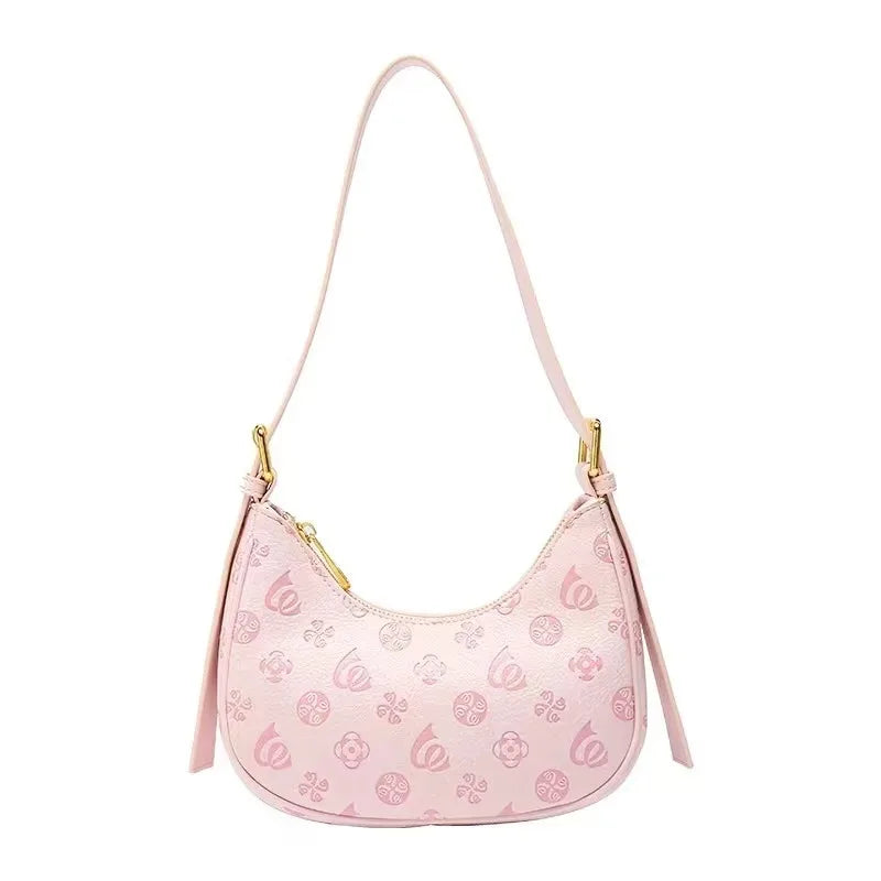 Brand Designer PU Leather Floral Print Women's Shoulder Bag Casual Crossbody Bag Hobos Handbag