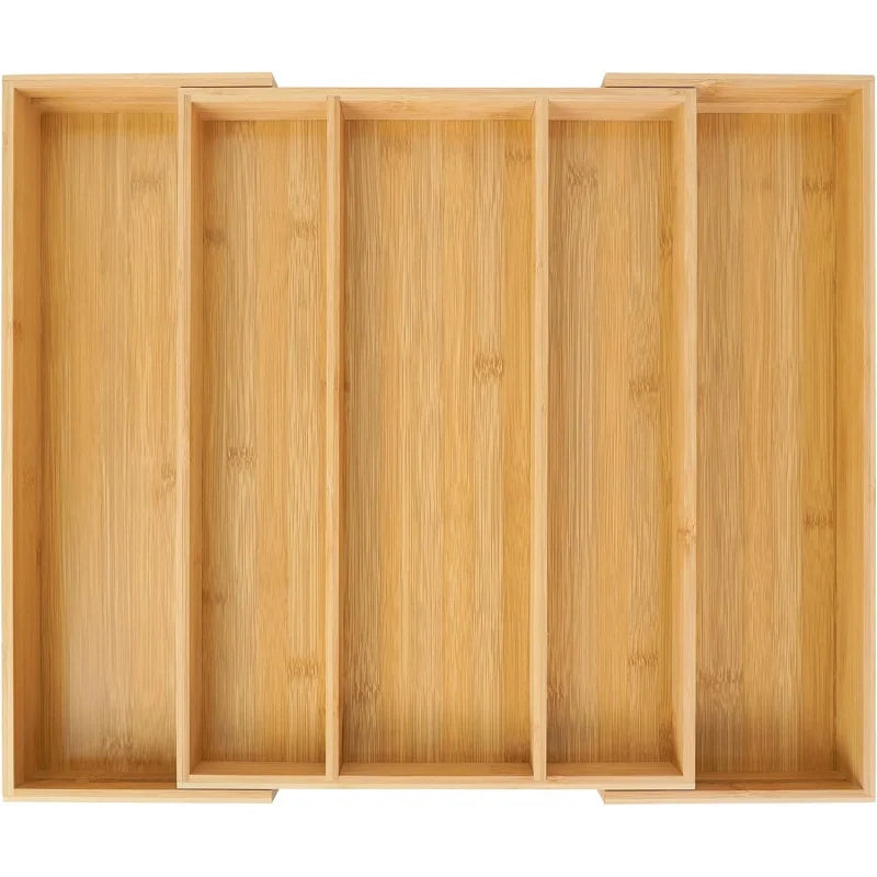 Expandable Bamboo Kitchen Drawer Organizer,Adjustable Cutlery Holder and Cutlery Tray Organizer,Drawer divider for silverware,Ta