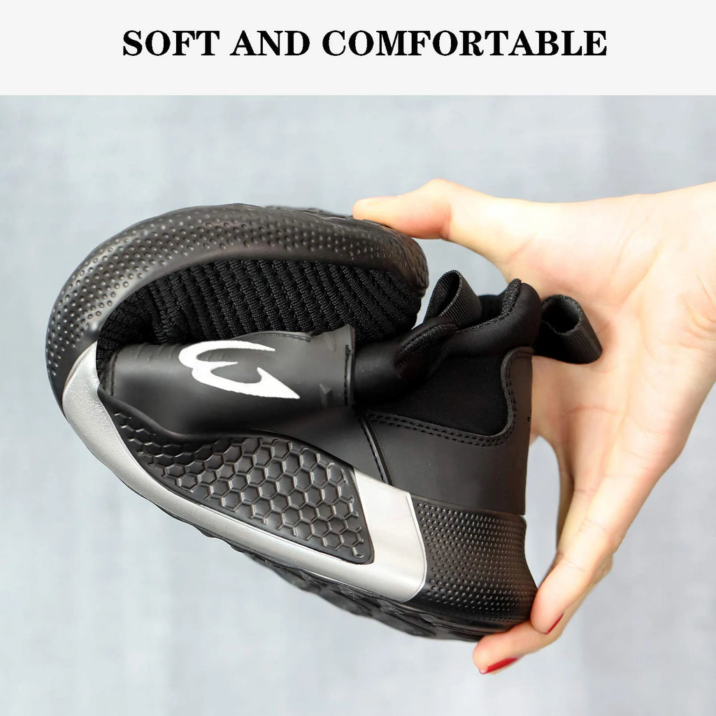Black Lightweight Work Sneakers Anti-Impact And Anti-Piercing Safety Shoes Comfortable Breathable Construction Working Boots