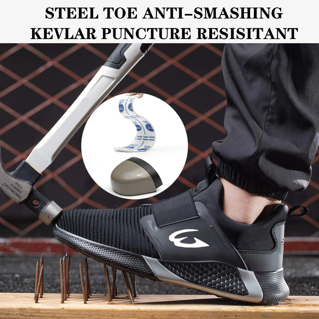 Black Lightweight Work Sneakers Anti-Impact And Anti-Piercing Safety Shoes Comfortable Breathable Construction Working Boots