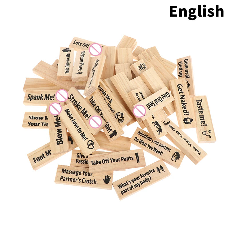 New 48Pcs Dating Building Blocks For Date Nights Valentines And Adult Party Games Tower Game Deluxe Naughty Wooden Couple Toys