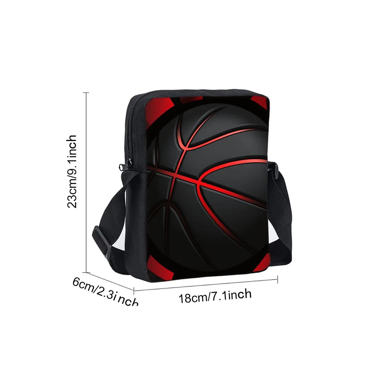 Basketball Printe Single Sided Messenger Bag for Boy/Girls Children Best Gifts 2D Flat Cartoon Casual Crossbody Bag