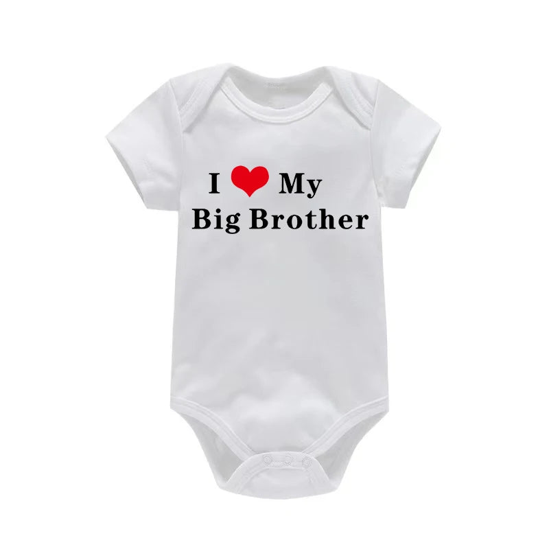 I LOVE MY Big SISTER and Brother Letter Printed Baby Outfit Newborn Short-sleeved Jumpsuit Casual Infant Romper Oneises