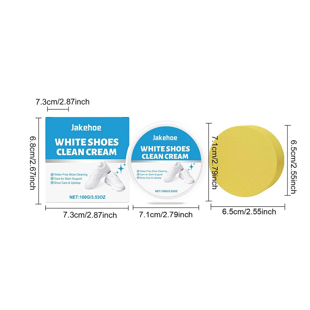 White Shoe Cleaner Cream Instants Brightening Powerful Stain Removal Gentle No-Wash Shoe Cleaning Kit For All White Shoe Types