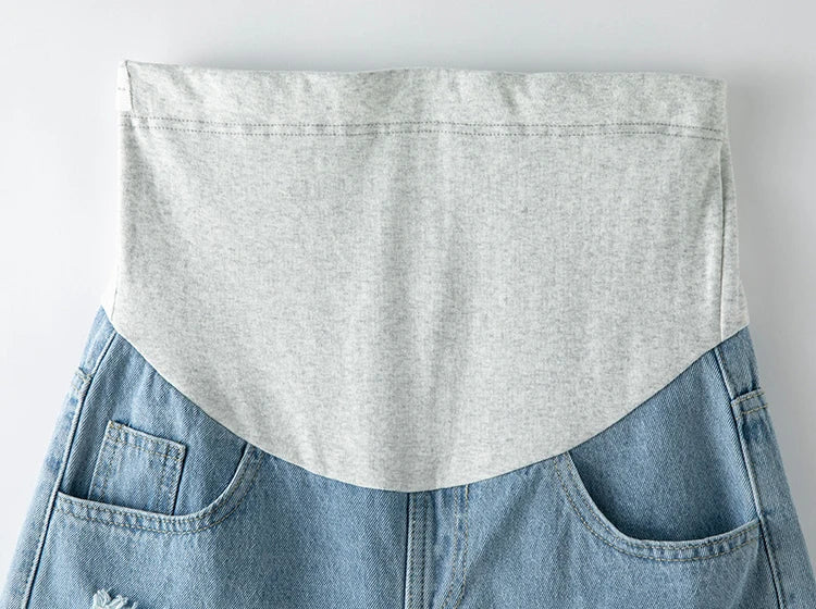 Large Size Maternity Shorts High Waisted Elastic Pregnancy Denim Pants Summer Short Jeans for Pregnant Women