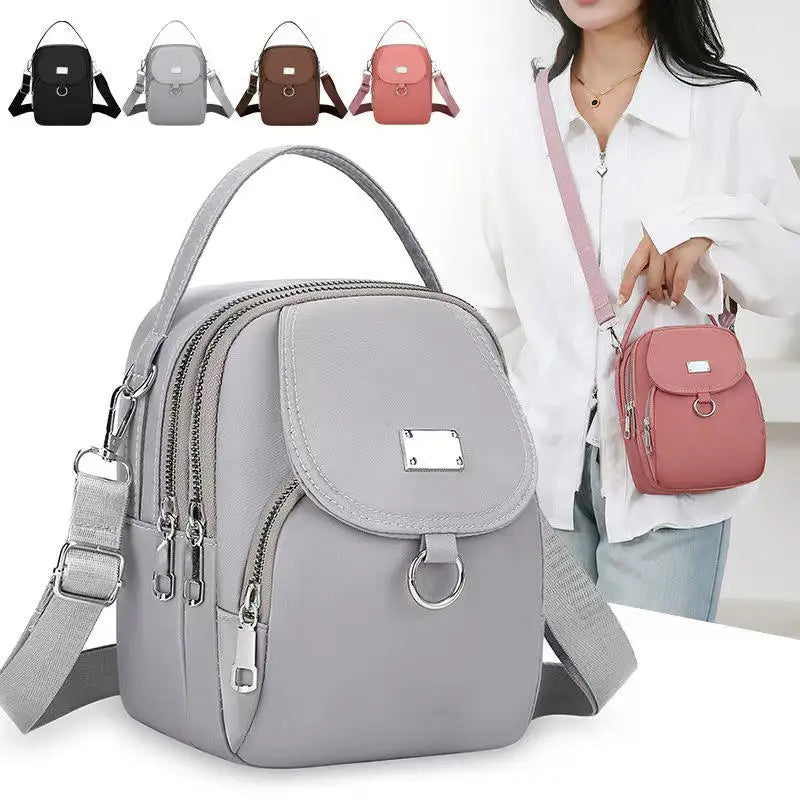 Durable Oxford Women Mini Bag 3 Layers Shoulder Bag Girls Shopping Phone Bag Lightweight Handbag Suitable For Going Out