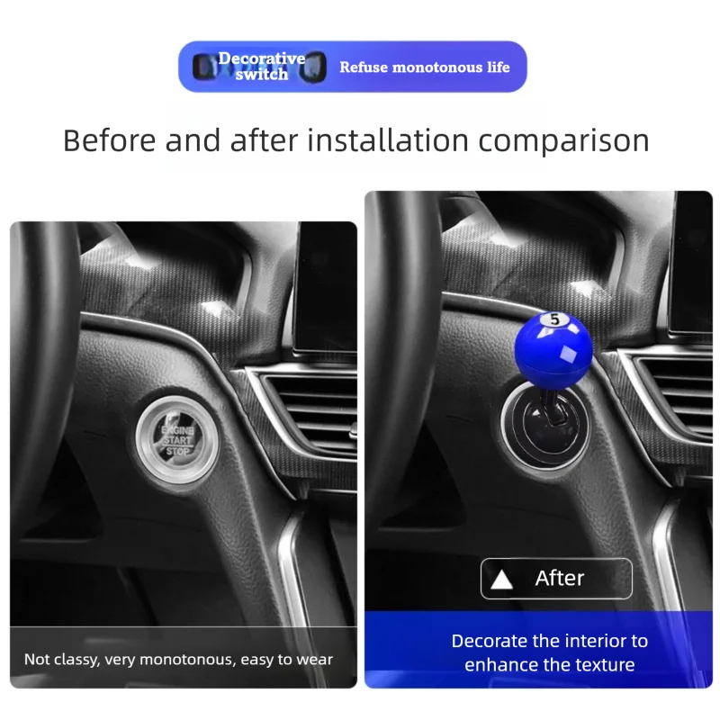 Car Start Button Joystick Snooker Push to Start Buttons Durable Car Ignition Button Protector Auto Engine Start Stop Joystick