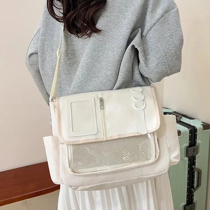 Japanese Harajuku School Bags for Girls New Transparent Itabag Shoulder Crossbody Bag DIY Badges Display Plate Ita Bag