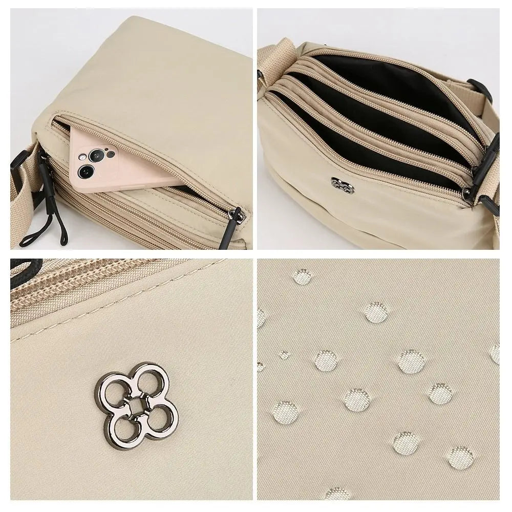 New Soft Nylon Cloth Women Shoulder Bag Multiple Pockets Casual Style Handbag Solid Color Crossbody Bags Girls
