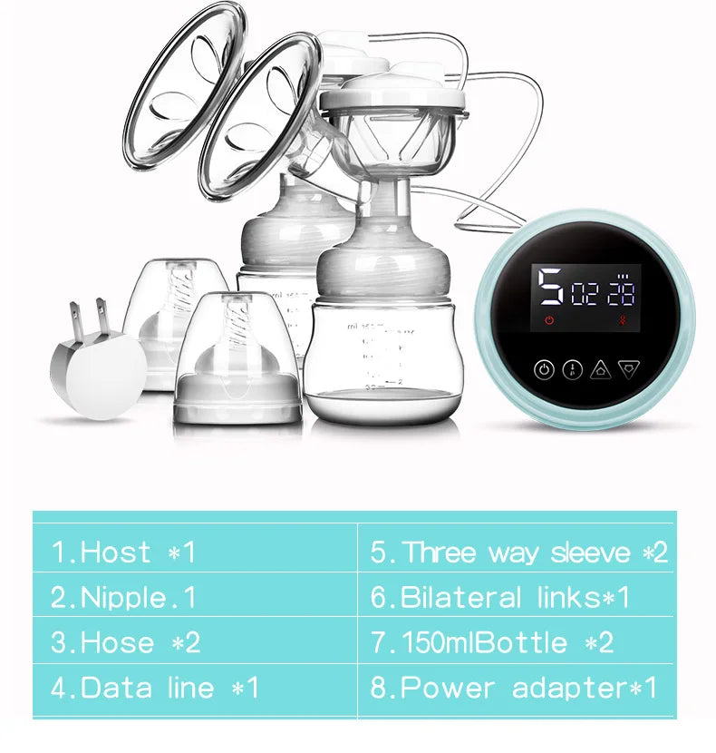 USB BPA Free Electric Double Breast Pump with Nursing Pads And Breast Milk Storage Set Baby Feeding Gift Set