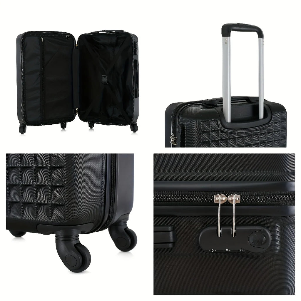 4-Piece ABS Hardside Spinner Luggage Sets (18/23/27 Inch + 13 Inch Cosmetic Case) – Lightweight Suitcase Sets with 3-Digit Combi