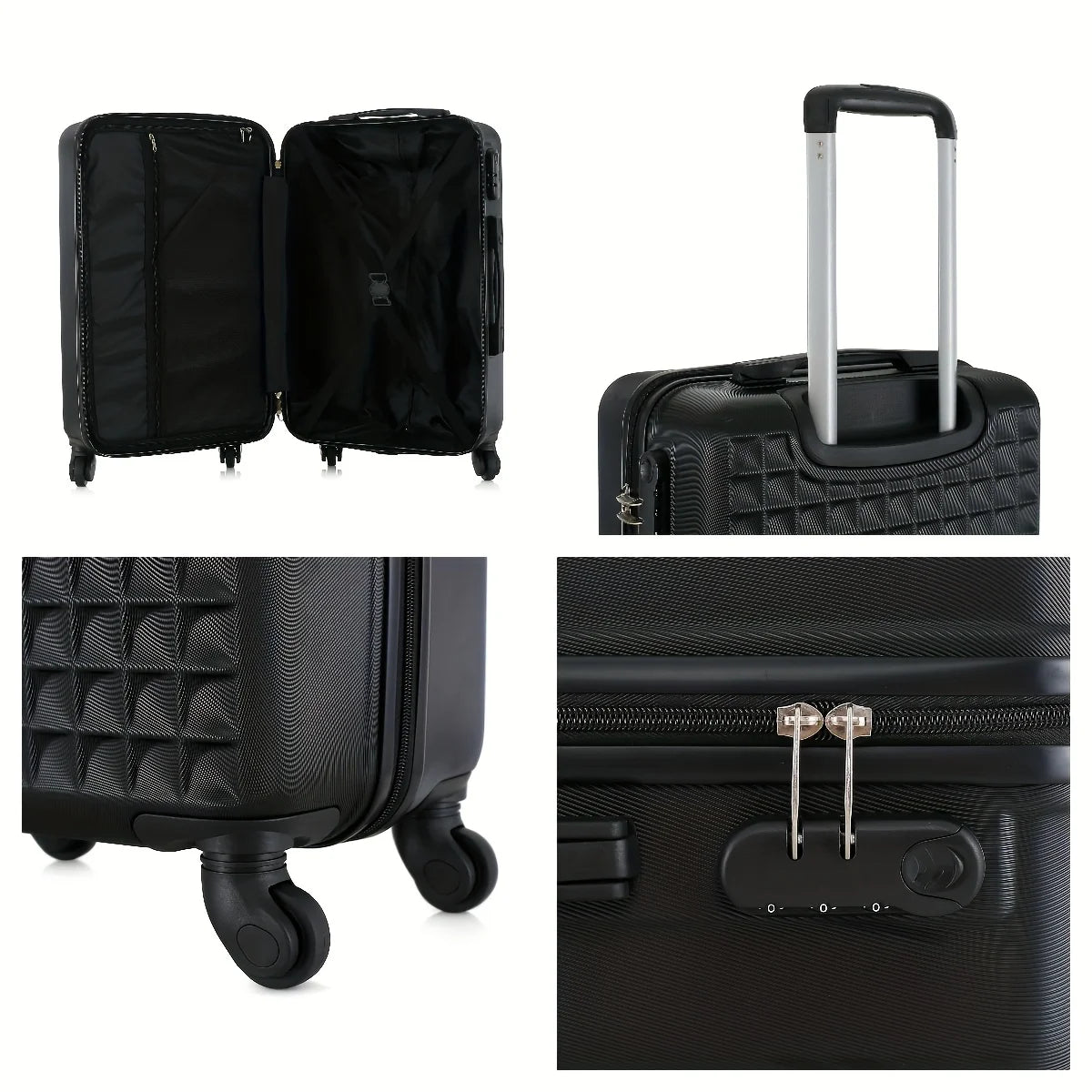 4-Piece ABS Hardside Spinner Luggage Sets (18/23/27 Inch + 13 Inch Cosmetic Case) – Lightweight Suitcase Sets with 3-Digit Combi