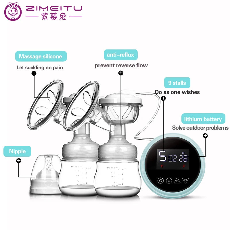 USB BPA Free Electric Double Breast Pump with Nursing Pads And Breast Milk Storage Set Baby Feeding Gift Set