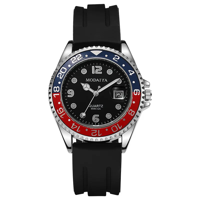 Fashion Men Business Watches Casual Silicone Band Calendar Quartz Watch Steel Wristwatch for Male Clock Reloj Hombre