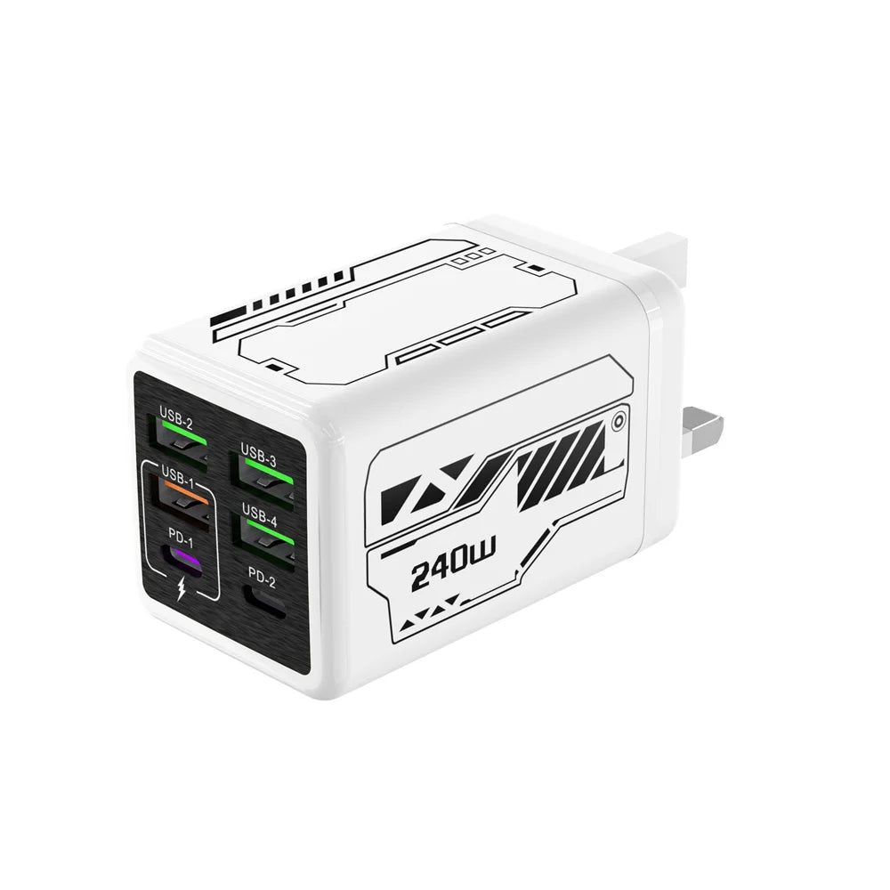 USB A Charger 240W Type C PD Quick Charger Fast Charging Muti Ports Mobile Phone Wall Adapter For iPhone Samsung Xiaomi Huawei