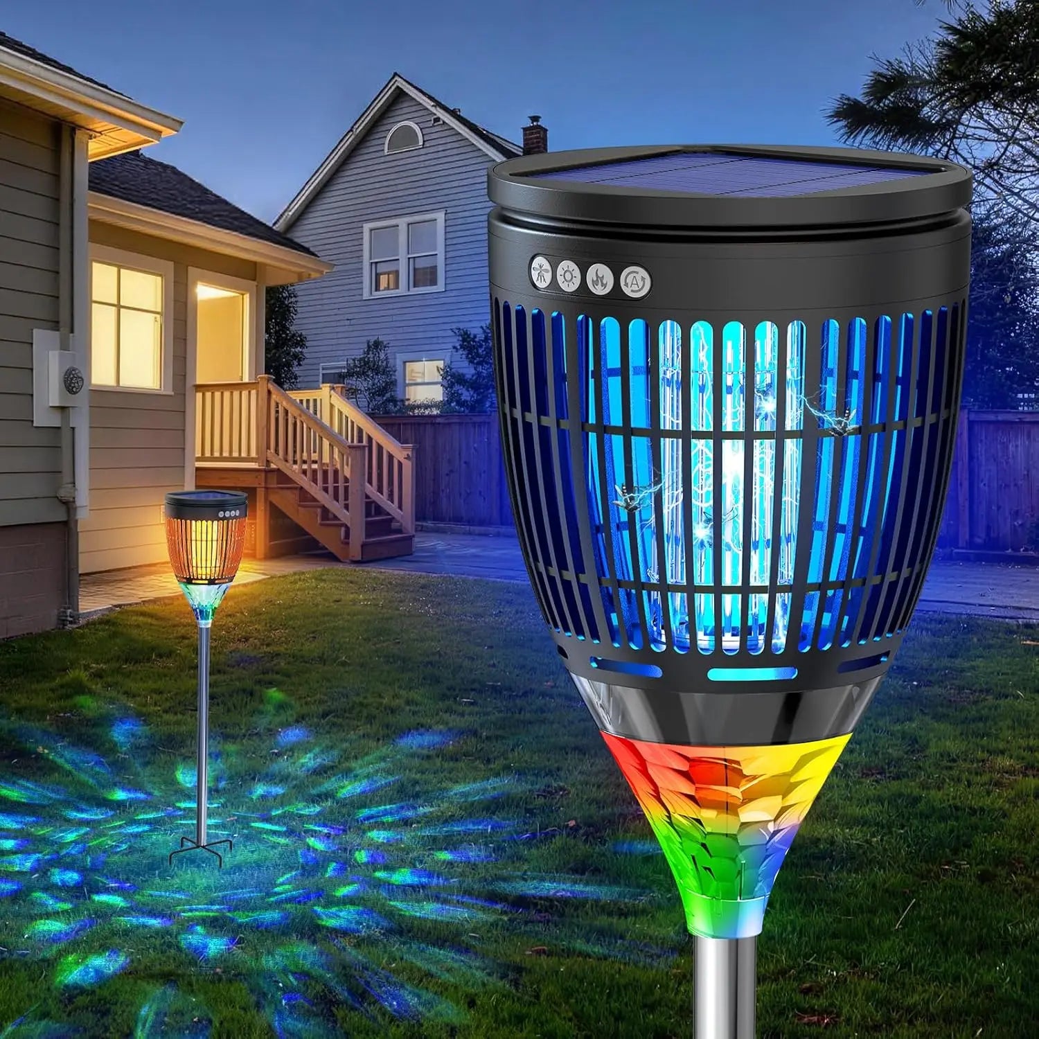 Solar Bug Zapper Outdoor,4200V 3-in-1 Mosquito Zapper 4200V 3-in-1 Mosquito Zapper for Yard Garden 2000 Sq Ft