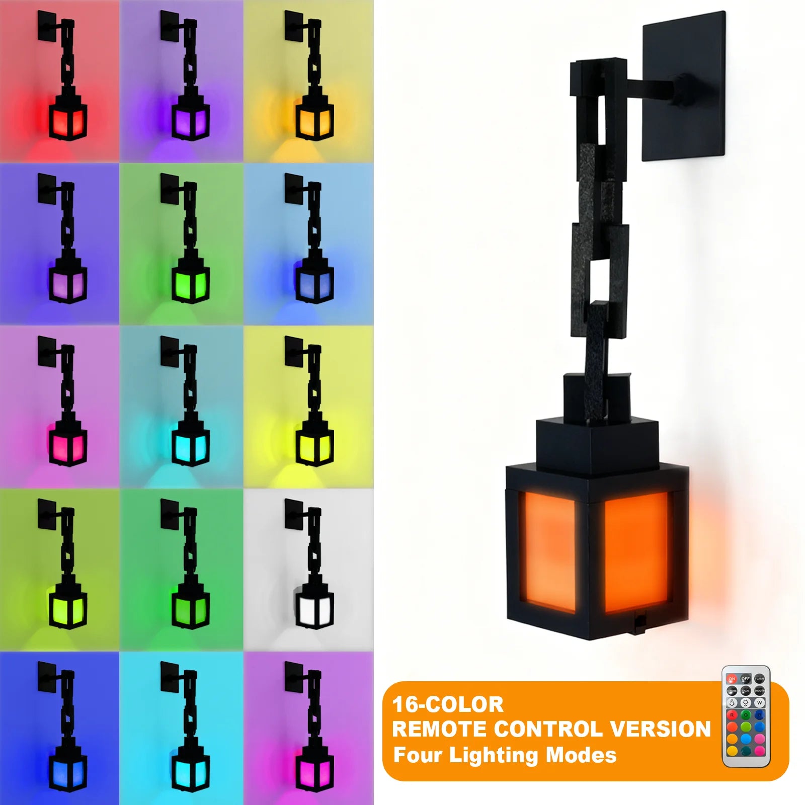 2026 Pixel Style Night Light Portable Lantern Tabletop Ornament 16 Colors RGB Remote DIY Interior Decoration Atmosphere Light