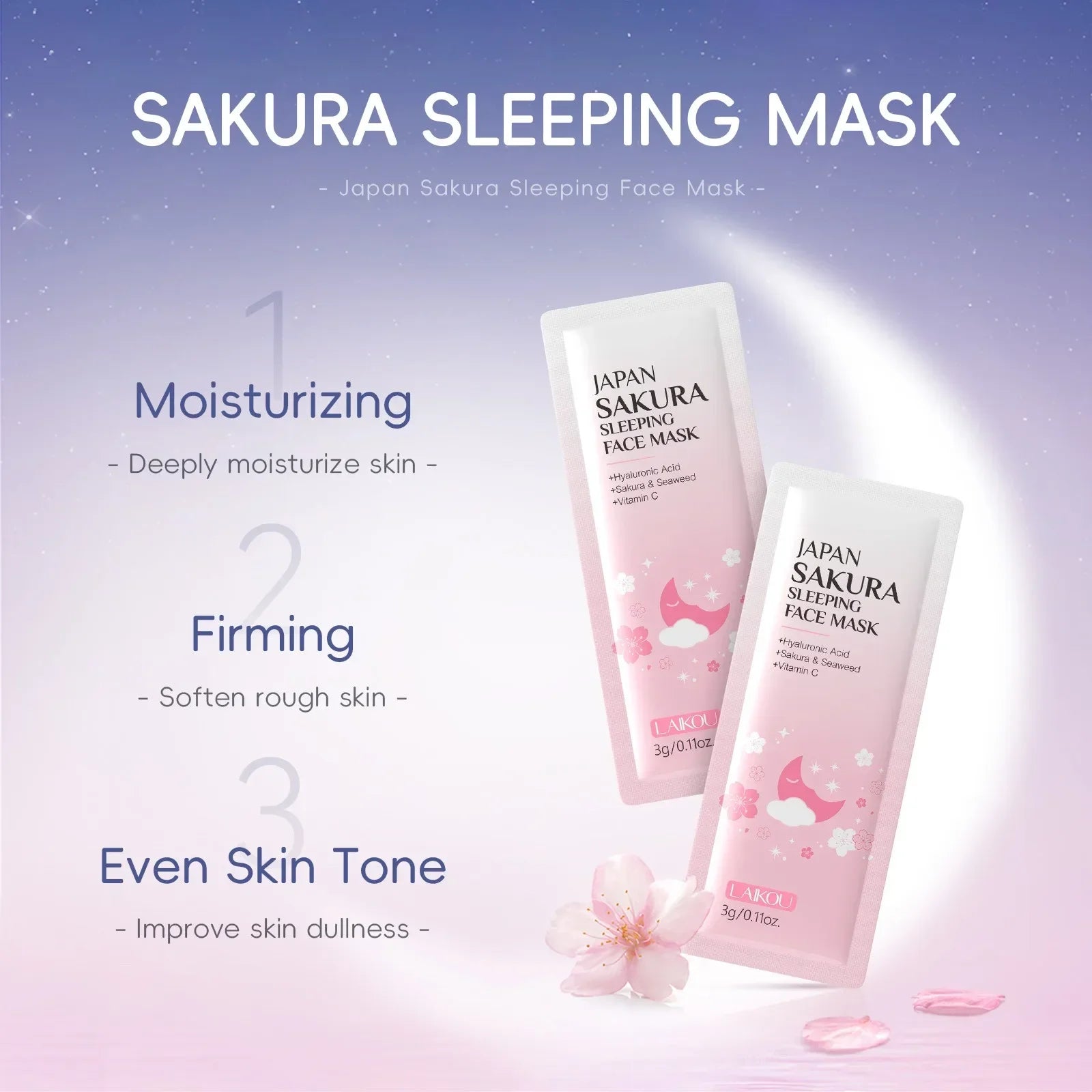 Sakura Skin Care Set Eye & Lip Masks Serum Nud Masks Cleanser Toner Essence Cream Moisturizing Smoothing Nourishing Beauty