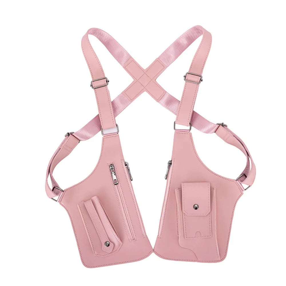 Retro Anti-theft Storage Vest Bag Multi-Pocket Leather Hidden Underarm Shoulder Concealed Multifunction Crossbody Bags Men Woman