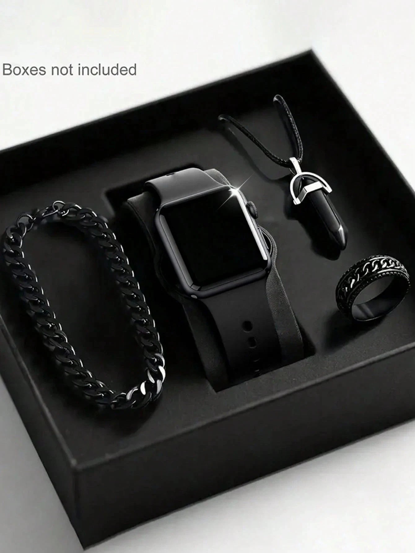 Men's LED Square Watch And Jewelry Set Birthday Gift Non-Smartwatch Box Not Included