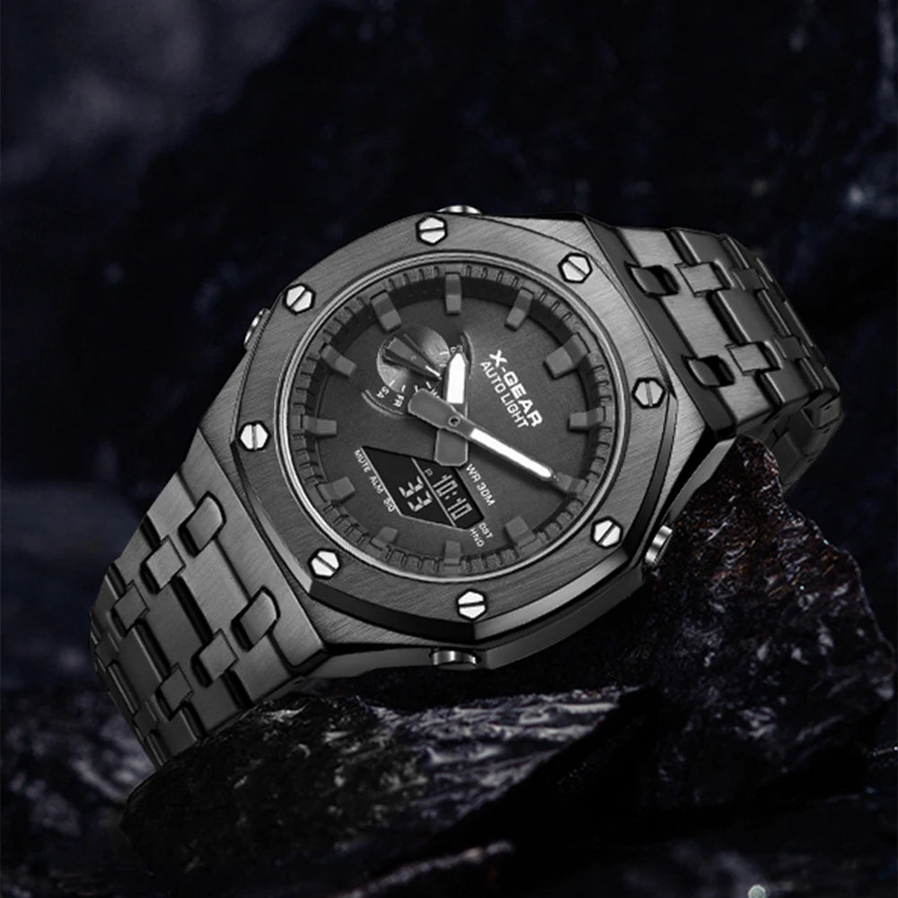 X-GEAR Fashion Casual Business Quartz Watch Waterproof Wristwatch  Mens Sports Watches Business Man Electronic Watch Multi functional