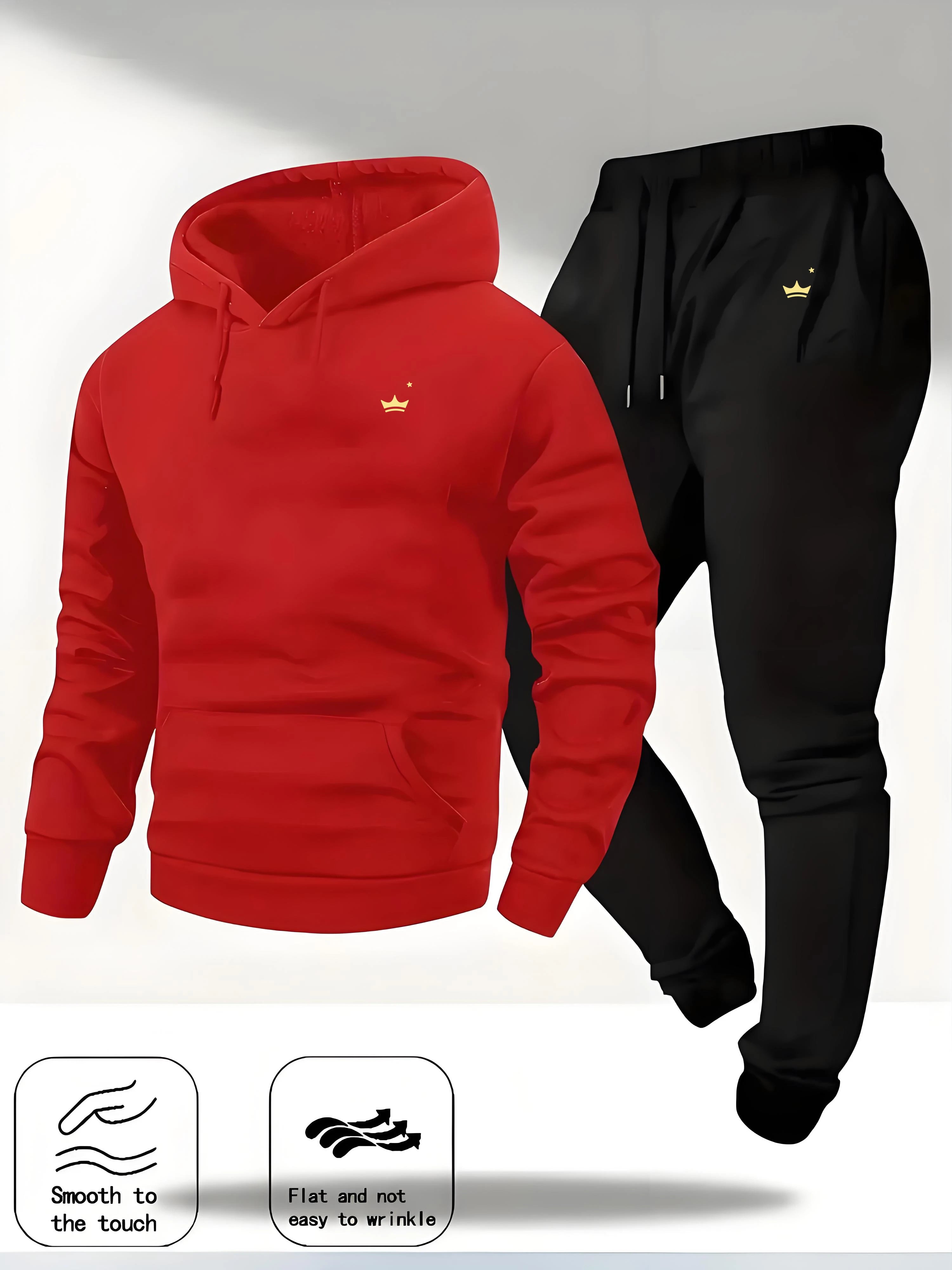Crown Logo Printed Autumn/Winter Fashion New Hooded Sportswear Outdoor Fashion Versatile Casual Sportswear and Pants