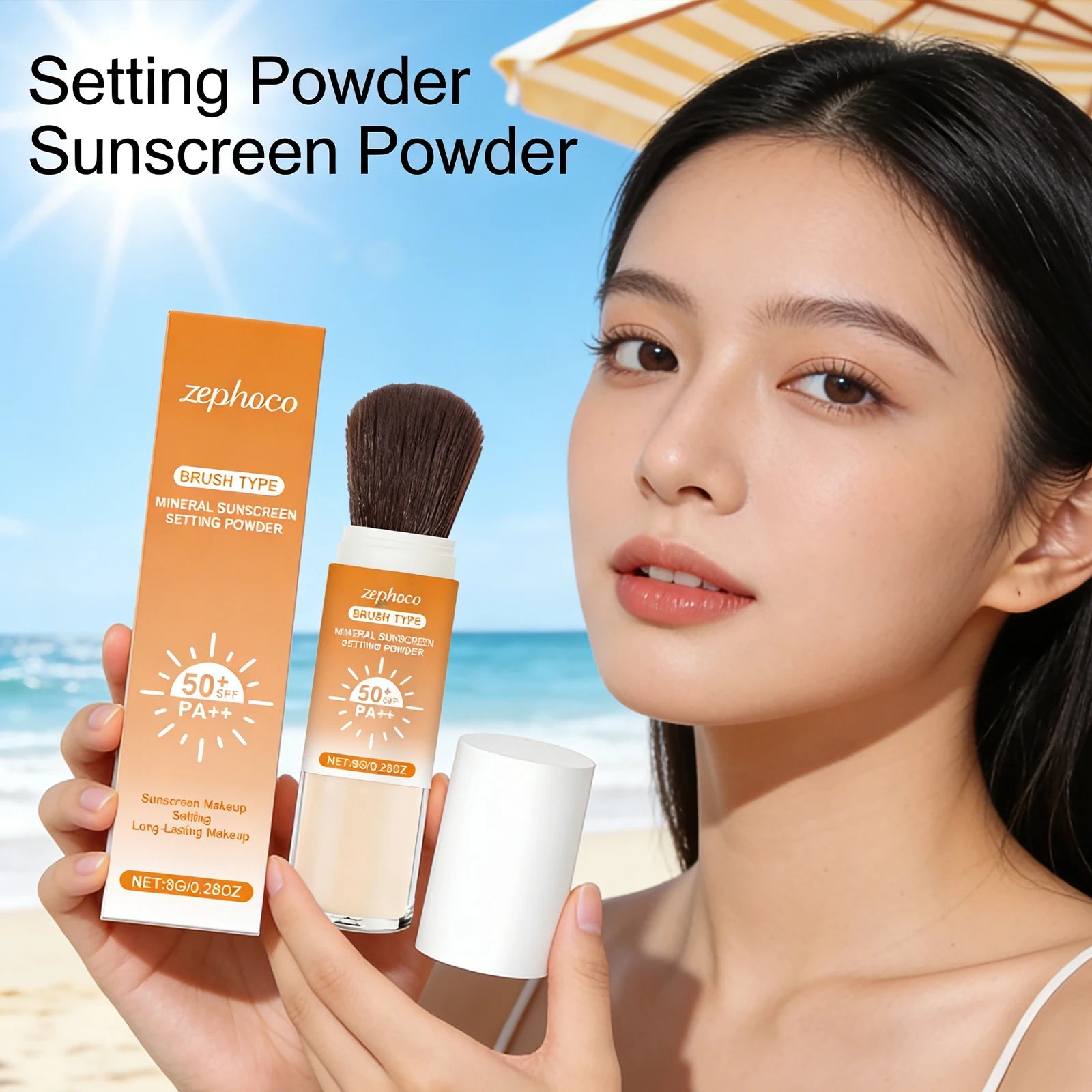 SPF 50+ Sunscreen Setting Powder Oil Control Long Lasting Matte Natural Smooth Protective Powder Outdoor Breathable Face Makeup