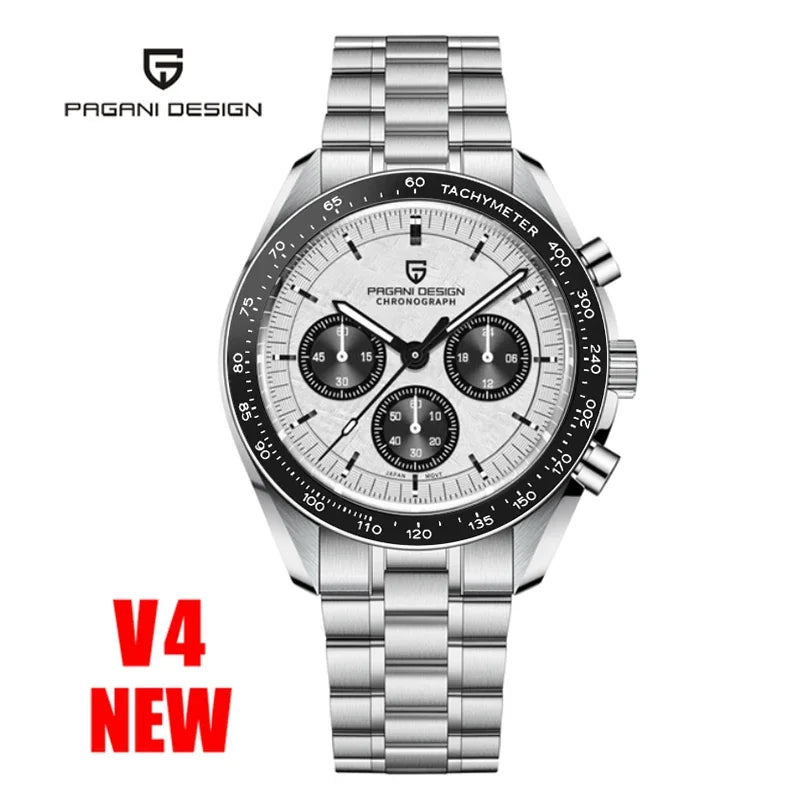 PAGANI DESIGN 2026 New Moon Men's Watches Luxury Quartz Watch For Men VK63 Chronograph AR Sapphire Mirror Ceramic Bezel Luminous