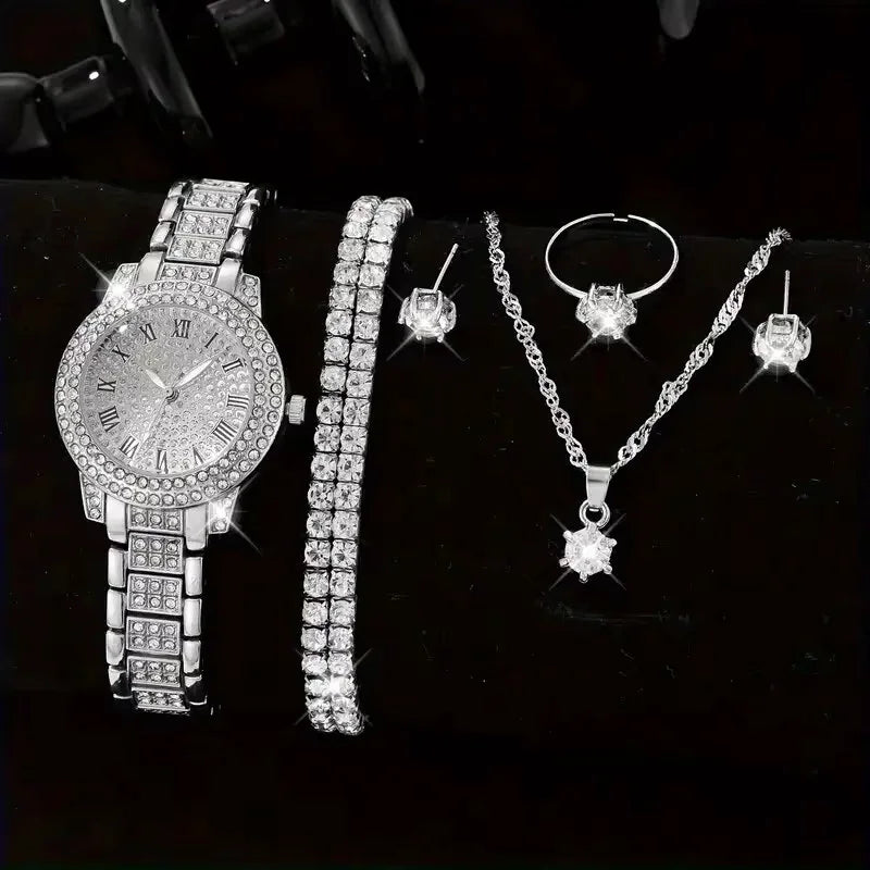 Women Watch Luxury Elegant Alloy Watch Crystal Wristwatch For Ladies Gift Quartz Watch Alloy Rhinestone Bracelet Montre