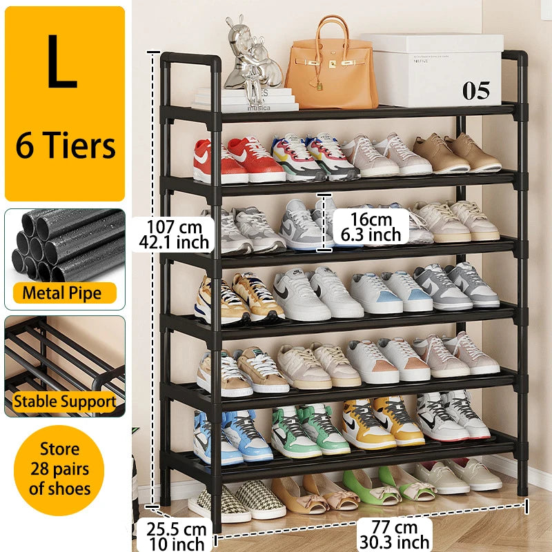 Multiple Layers Metal Shoe Rack, Large Capacity Shoe Organizer for Entryway, Closet, Garage, Shoe Shelf for Living Room