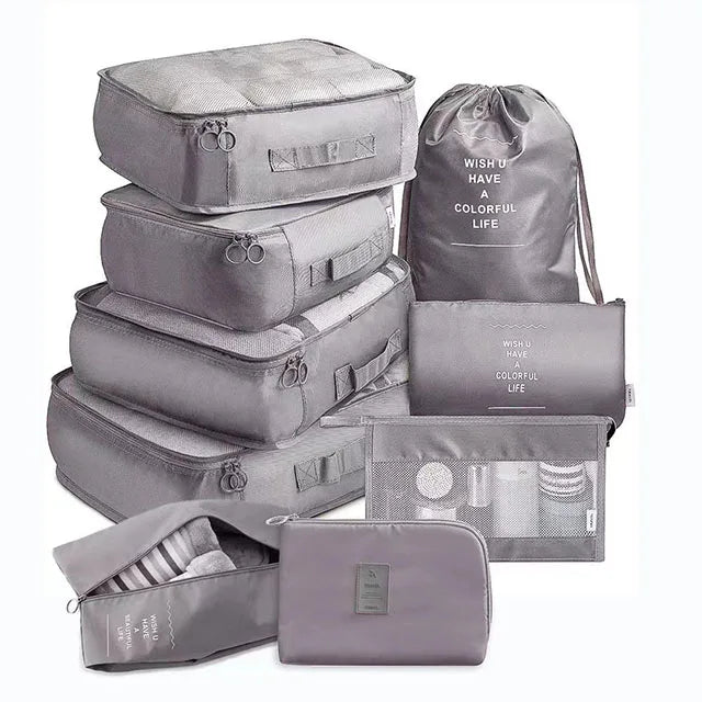 8/9PCS Set Packing Cubes For Travel Waterproof Clothes Underwear Shoes Toiletries Organizer Tidy Pouch Travel Storage Bag